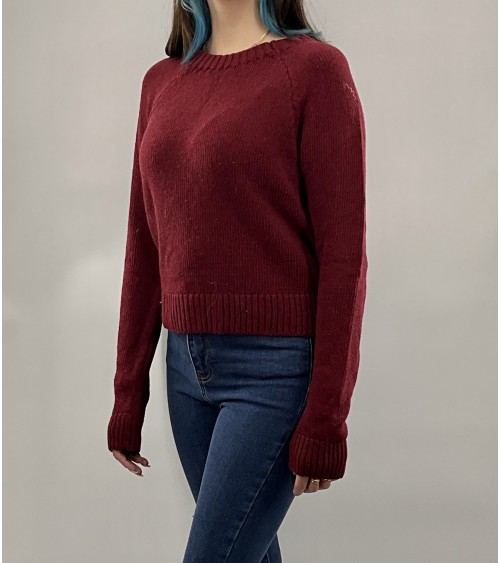 Pull en maille , Bordeaux, col rond, Terranova