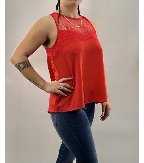 Top rouge dentelle Piazza Italia