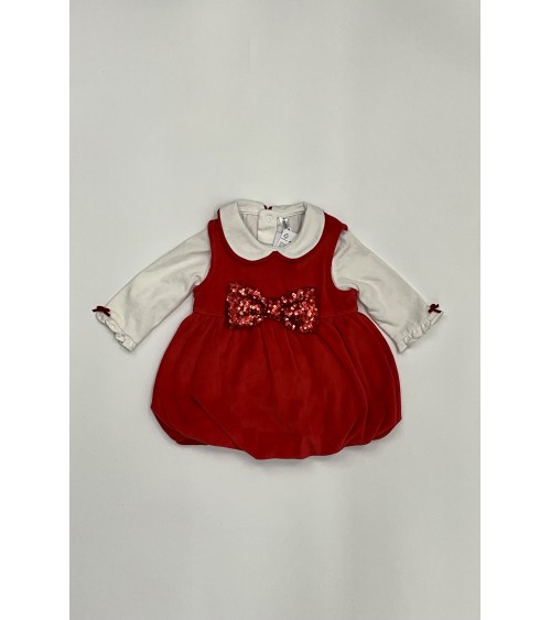 Ensemble robe rouge & pull col roulé blanc, IDEXE
