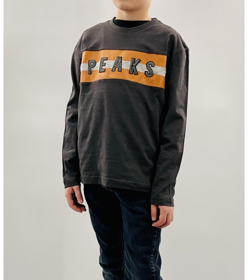 Pull brun foncé / imprimé orange, IDEXE