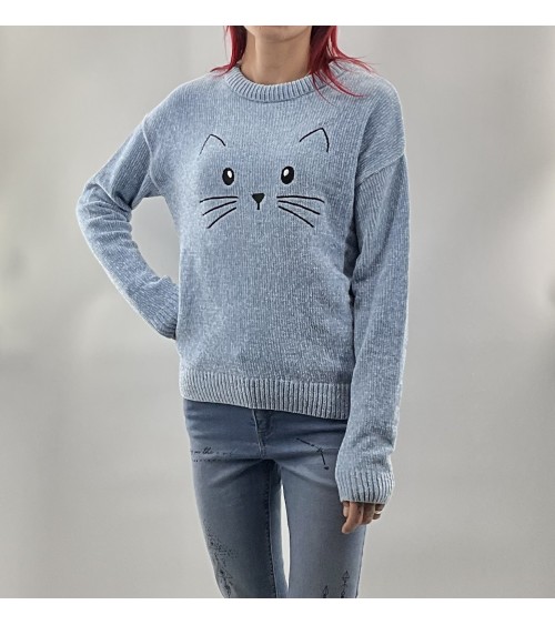 Pull doux chat, bleu, Terranova
